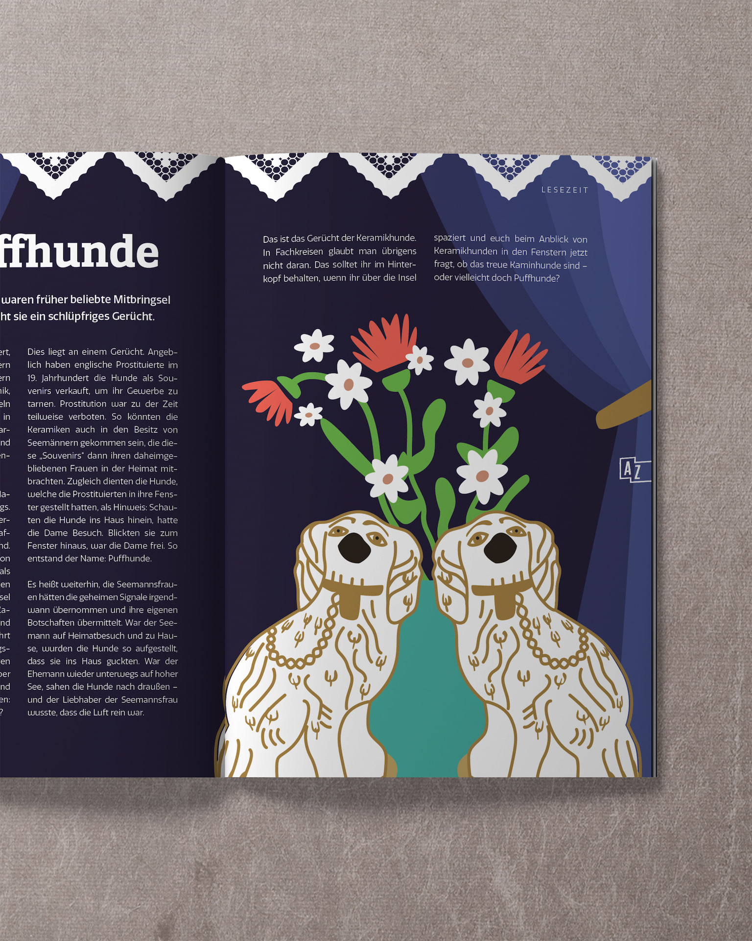 AMRUMZEIT Doppelseite zur Sage der Puffhunde
