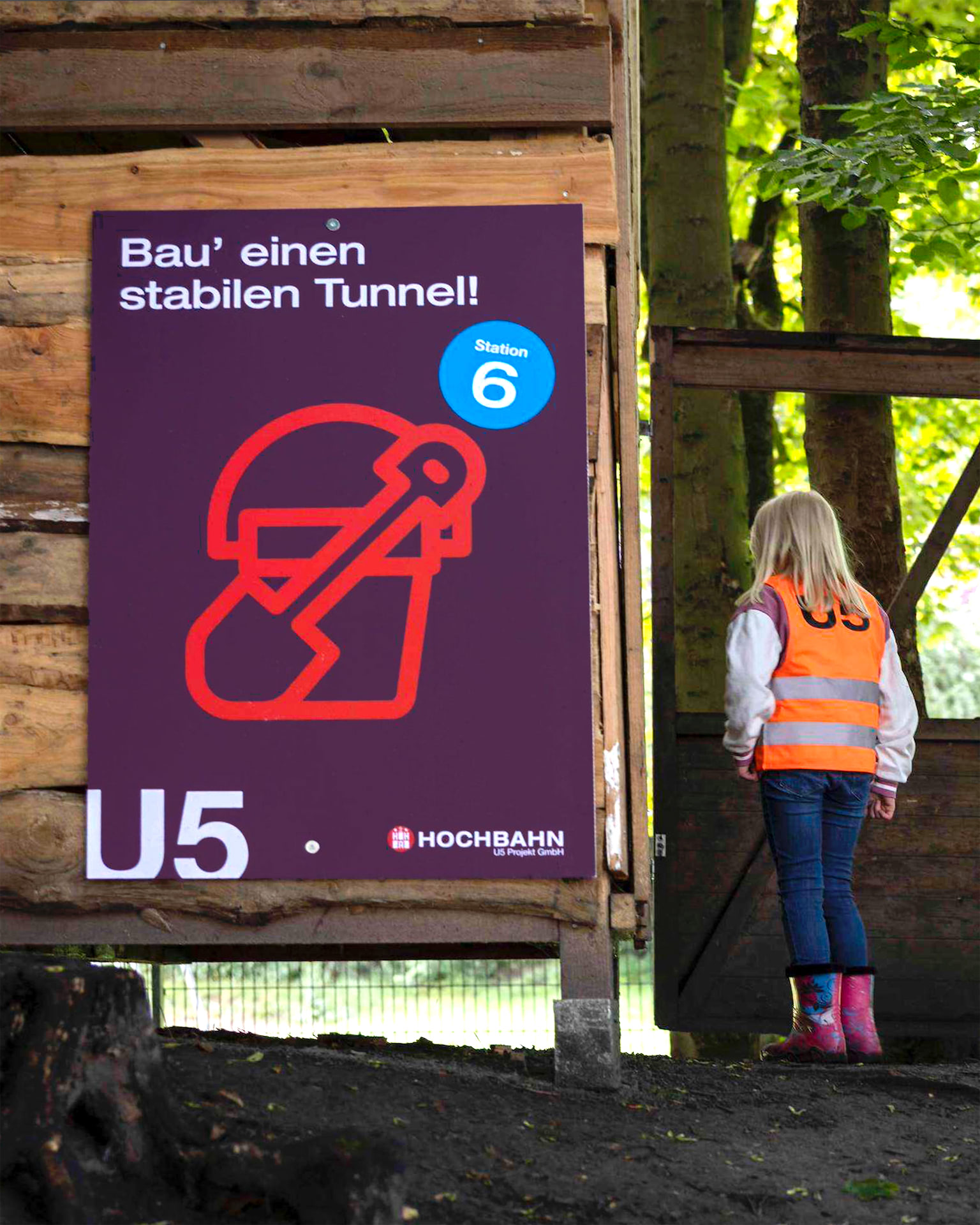 Hochbahn U5-Familienfest Stationsplakat Station 6 Tunnelbau