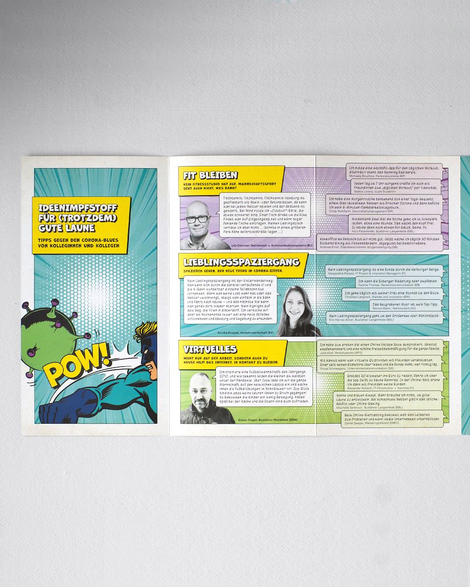 Einleger für das Mitarbeitermagazin Hamburger Hochbahn AG